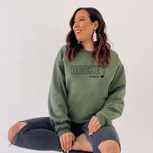 Load image into Gallery viewer, "Hockey Mama" Crewneck Sweatshirt (sleeve design)