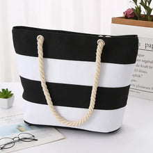 Load image into Gallery viewer, Striped Canvas Beach Bag