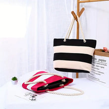 Load image into Gallery viewer, Striped Canvas Beach Bag