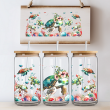 Load image into Gallery viewer, "Floral Turtle" Can Glass