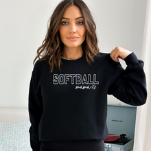 Load image into Gallery viewer, "Softball Mama" Crewneck Sweatshirt (sleeve design)