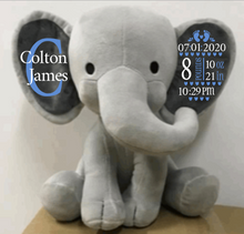 Load image into Gallery viewer, "Plush Birth Stat Elephant"