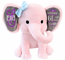 Load image into Gallery viewer, "Plush Birth Stat Elephant"