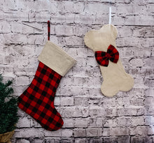 Load image into Gallery viewer, Buffalo Plaid Christmas Stocking