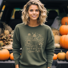 Load image into Gallery viewer, Just a girl who Loves Fall Crewneck Sweatshirt
