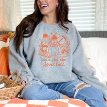 Load image into Gallery viewer, Just a girl who Loves Fall Crewneck Sweatshirt
