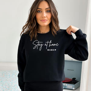 "Stay at Home Mama" Crewneck Sweatshirt  (sleeve design)