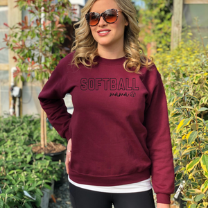 "Softball Mama" Crewneck Sweatshirt  (sleeve design)