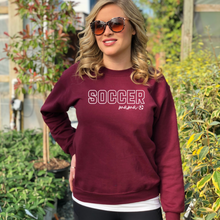 Load image into Gallery viewer, &quot;Soccer Mama&quot; Crewneck Sweatshirt  (sleeve design)
