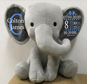 "Plush Birth Stat Elephant"