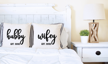 Load image into Gallery viewer, &quot;Hubby, Wifey&quot; Pillow
