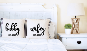 "Hubby, Wifey" Pillow