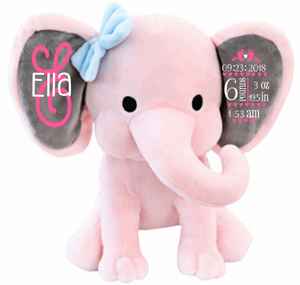 "Plush Birth Stat Elephant"