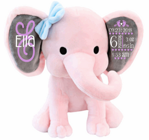 "Plush Birth Stat Elephant"