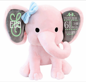 "Plush Birth Stat Elephant"