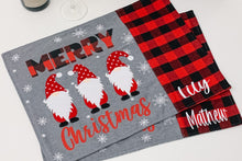 Load image into Gallery viewer, &quot;Merry Christmas&quot; Gnome Buffalo Plaid Christmas Placemats
