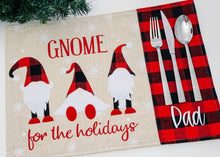 Load image into Gallery viewer, &quot;Gnome for the Holidays&quot; Buffalo Plaid Christmas Placemats
