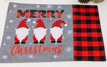 Load image into Gallery viewer, &quot;Merry Christmas&quot; Gnome Buffalo Plaid Christmas Placemats
