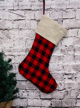 Load image into Gallery viewer, Buffalo Plaid Christmas Stocking
