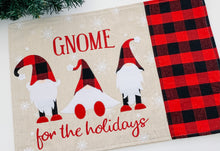 Load image into Gallery viewer, &quot;Gnome for the Holidays&quot; Buffalo Plaid Christmas Placemats
